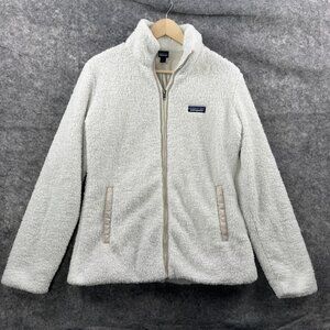 Patagonia Jacket Sweatshirt Womens L Cream Full Zip Sherpa Fleece Outdoor Hiking